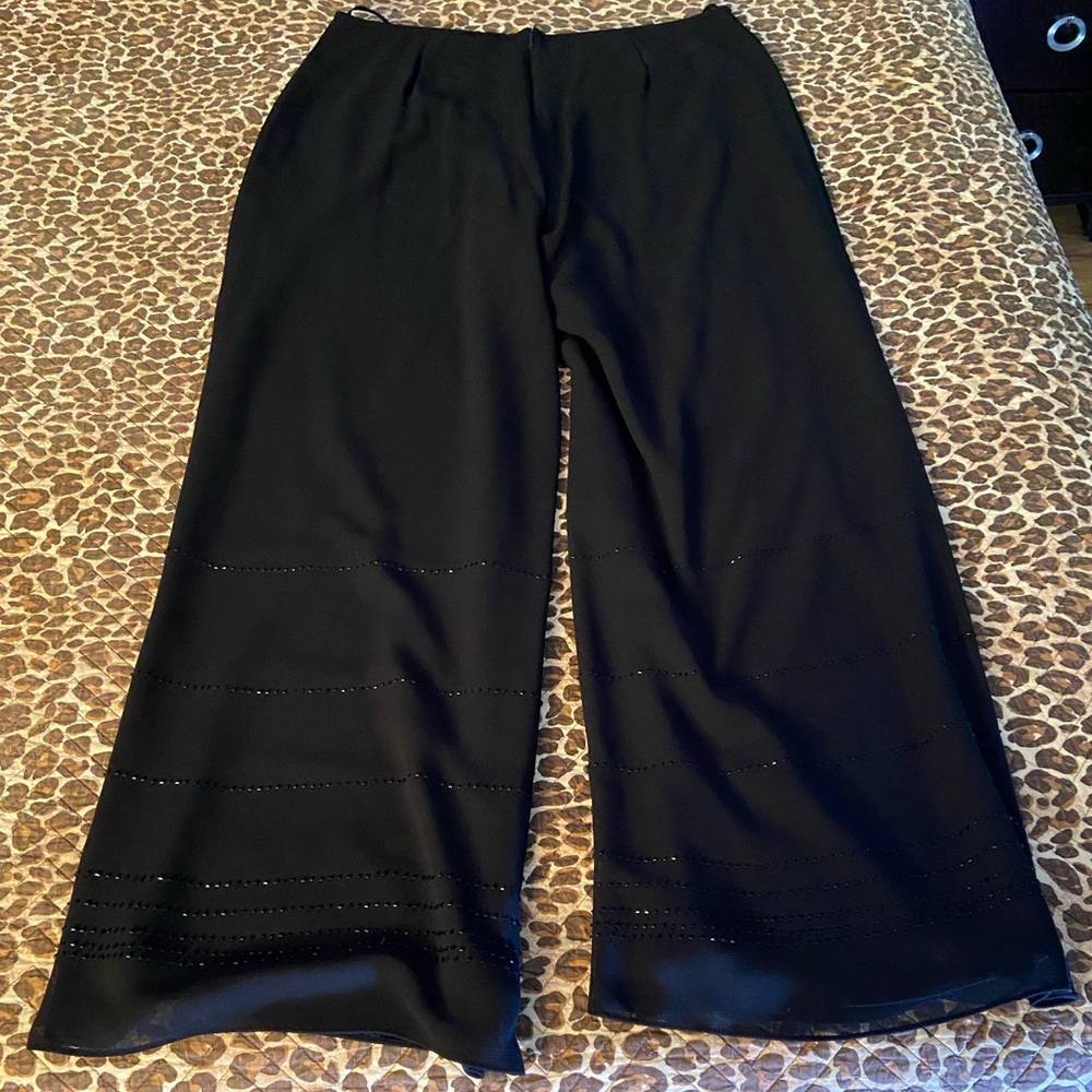 Sandra Darren Black Beaded Dress Palazzo Pants - Picture 3 of 13
